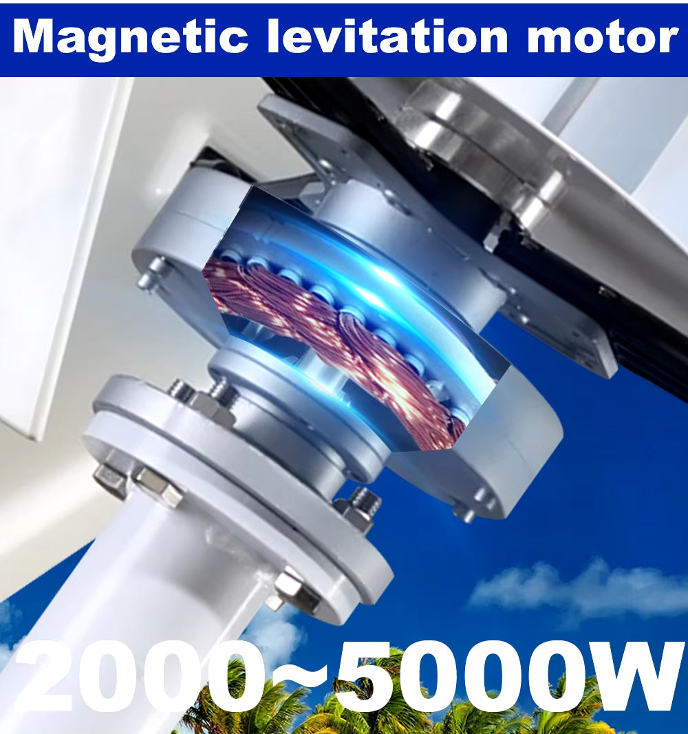 5KW 5000W Vertical Axis Maglev Windmill Turbine High Voltage Generator 24V 48V with Hybrid Charge Controller GGX5