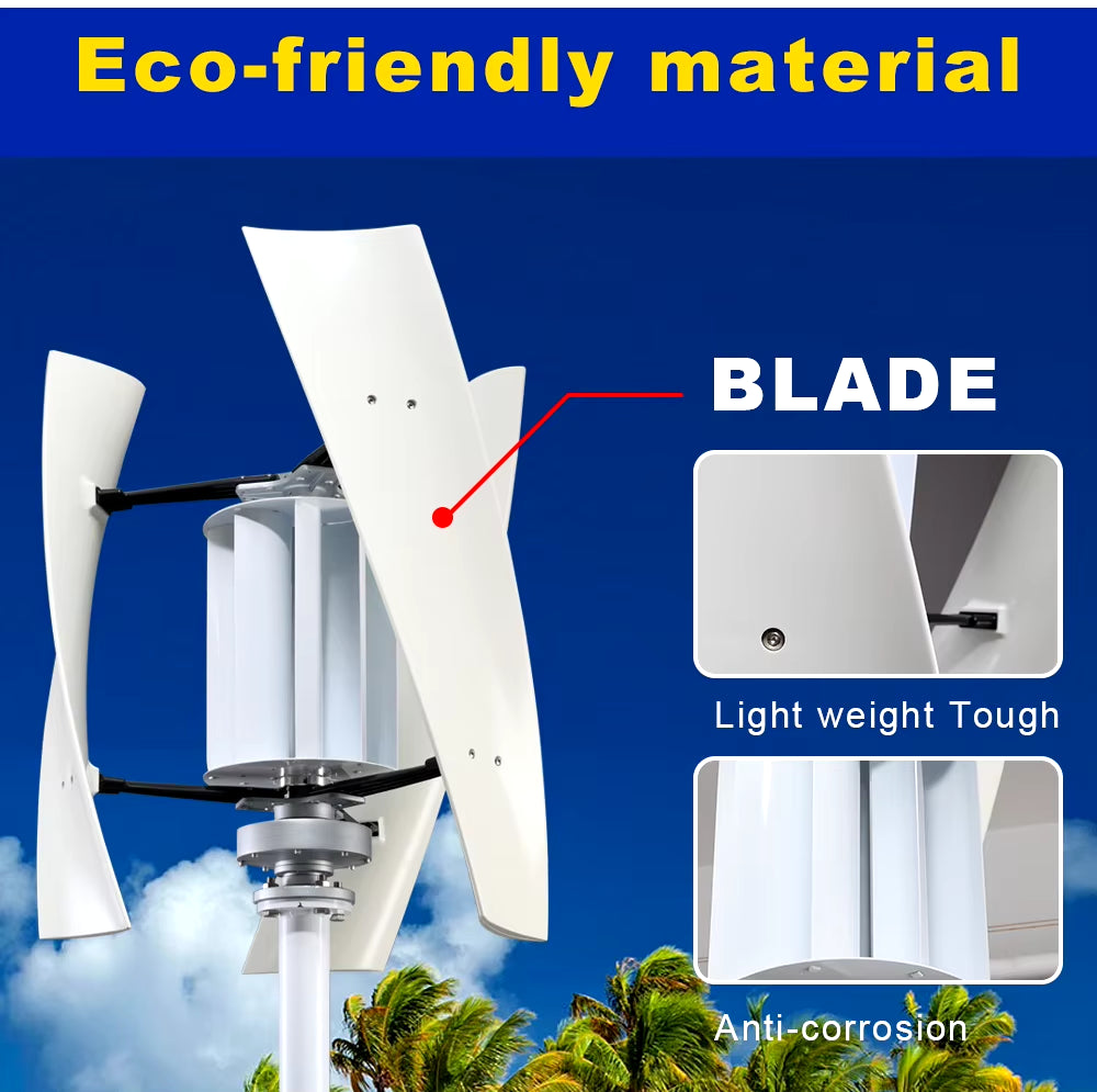 5KW 5000W Vertical Axis Maglev Windmill Turbine High Voltage Generator 24V 48V with Hybrid Charge Controller GGX5