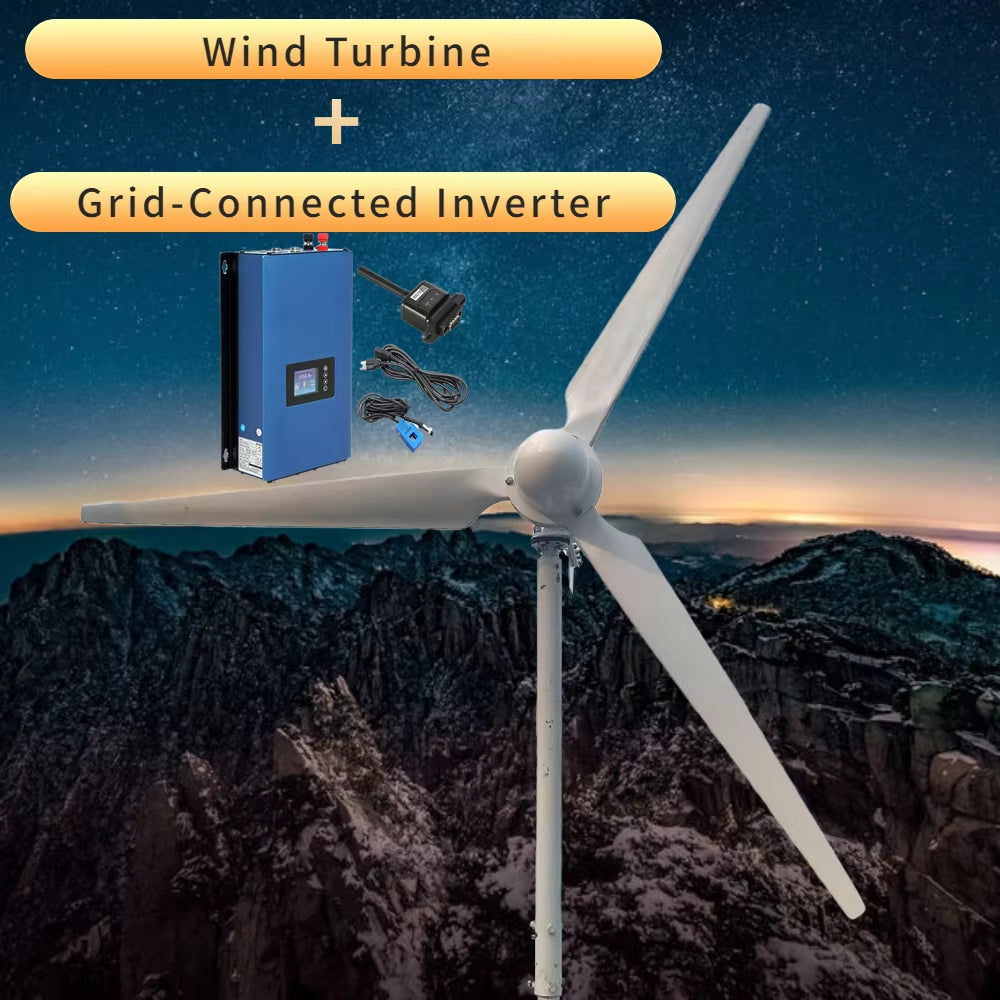 Horizontal Wind Turbine Generator Windmill 30KW 40KW 24V 48V 96V 110V 120V 220V 230V 380V 3 Blades Permanent Magnet Generator