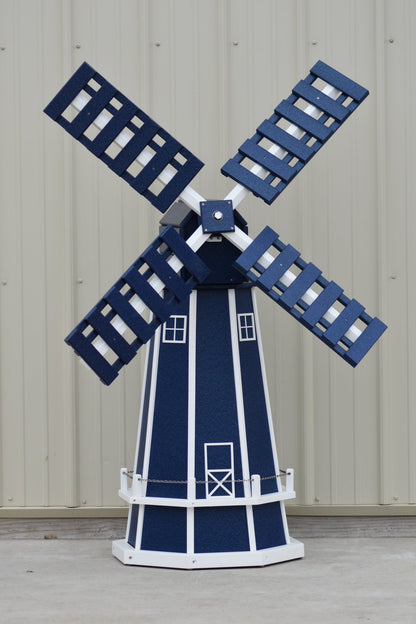 5 ft. Octagon Poly Dutch Windmill in Navy Blue with White Trim
