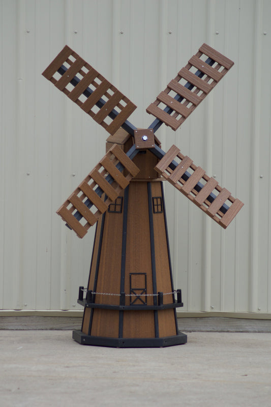 5 ft. Octagon Poly Dutch Windmill Antique Mahogany/Black "Wood Looking Windmills"