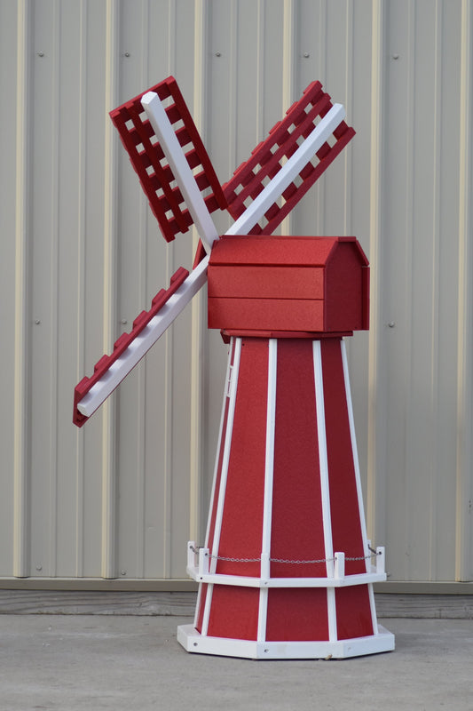 5 ft. Octagon Poly Dutch Windmill (Red with White trim)