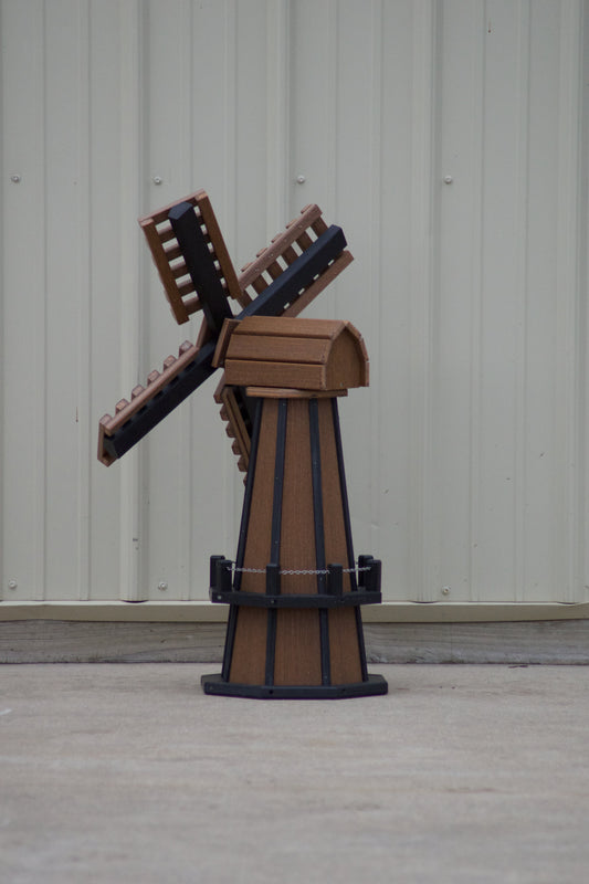 30 inch Octagon, Decorative, Spinning Poly Dutch Windmill (Antique Mahogany and Black)